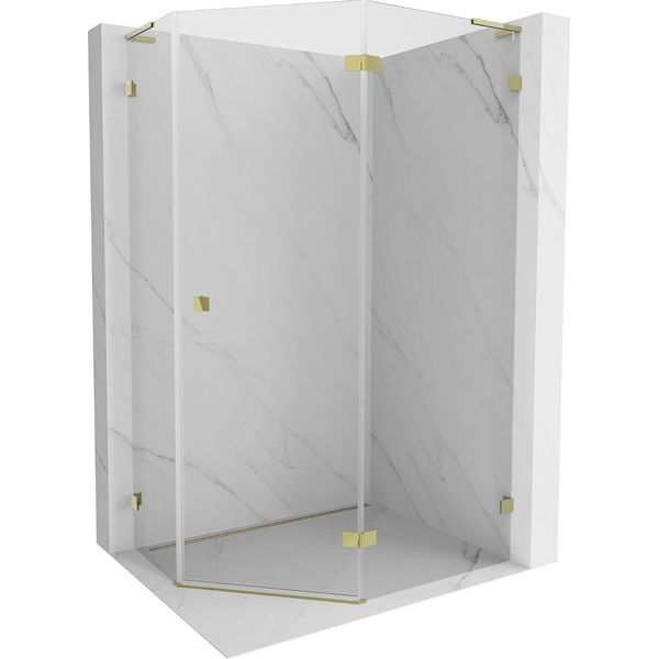 Mexen Lunar L Cabina Doccia Pentagonale Battente Destra 90 X 80 Cm, Trasparente, Oro - 831L-090P-080L-50-00-P-image