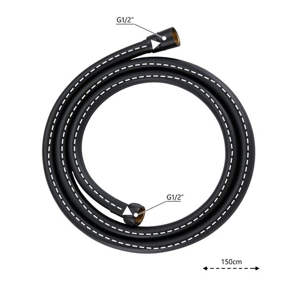 Joho Tubo Doccia 1,5 M In Pvc - Tubo Doccia Con Attacco Standard Nero-image