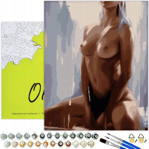 Oh Art! Pittura Erotica Per Numeri - Figura Femminile Per Adulti 50 X 40 Cm - Set Completo Di Tela Fai Da Te Con Telaio, 24 Colori Acrilici, 3 Pennelli E Accessori-image