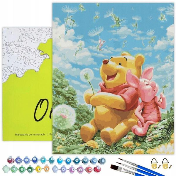 Oh Art! Dipingere Con I Numeri - Winnie The Pooh E Pimpi 40X50 Cm - Set Completo Di Tela Con Telaio In Legno, Colori Acrilici, Pennelli E Accessori - Regalo-image