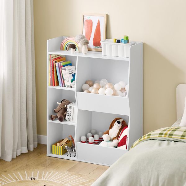 Sobuy Scaffale Per Bambini Scaffale Montessori Per La Cameretta Dei Bambini Con 5 Scomparti Aperti Scaffale Per Bambini Per La Conservazione Dei Giocattoli Bianco 80X104X34 Cm KMB55-K-W-image