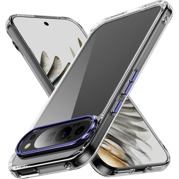 Custodia Trasparente Per Google Pixel 10 Pro Xl Retro Rigido, Cornice Morbida In Tpu, Custodia Protettiva Antiurto Viola-image