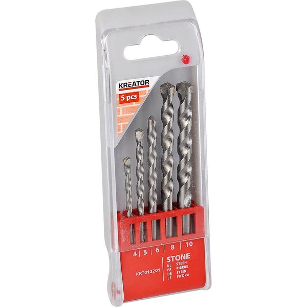 Set Di Punte Per Muratura Kreator 5 Pezzi 4 -10 Mm In Scatola Di Plastica-image