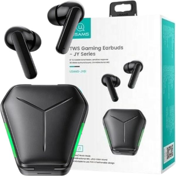 Usams Cuffie Bluetooth 5.0 Tws Jyseries Gaming Earbuds Wireless Nero/Nero Bhujy01-image