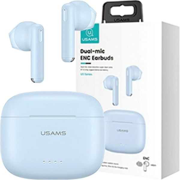 Usams Cuffie Bluetooth 5.3 Serie Twsus14 Doppio Mic Wireless Blu/Blu Bhuus03-image