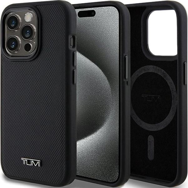 Tumi Tuhmp15Lrbak Custodia Rigida Per Iphone 15 Pro 6.1Czarny/Nero In Pelle Con Motivo Balistico Magsafe-image