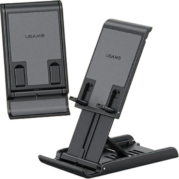 Usams Supporto Da Scrivania Pieghevole Per Telefono/Tablet Nero/Nero Zj073Zj01 (Us-Zj073)-image
