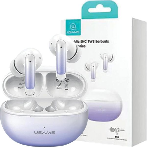 Usams Cuffie Bluetooth 5.3 Tws X-Donseries Enc Wireless Viola Gradiente/Blu Viola Bhuencxd04 (Us-Xd19)-image