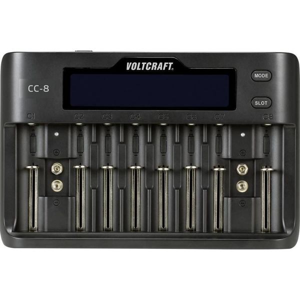 Voltcraft CC-8 Caricatore Per Celle Rotonde Liion, Lifepo, Nimh, Nicd A, Mignon (Aa), Micro (Aaa), Mini (Aaaa), Baby (C), Sub-C-image