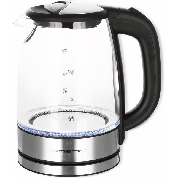 Emerio Wk-119988 Bollitore In Vetro 1,7L 2200W Acciaio Inox/Nero-image