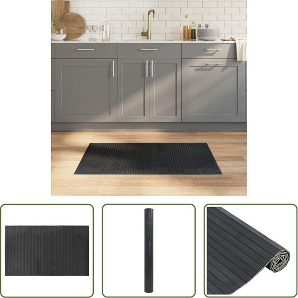 The Living Store Tappeto Rettangolare Grigio 60X100 Cm Bamboo-image