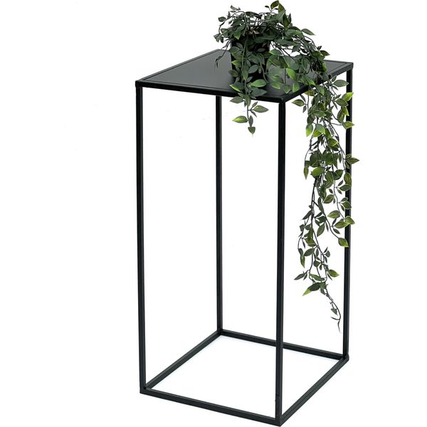 Dandibo Sgabello Per Fiori In Metallo Nero Angolare 60 Cm Tavolino Portafiori 96312 L Colonna Portafiori Moderna Sgabello Portapiante-image