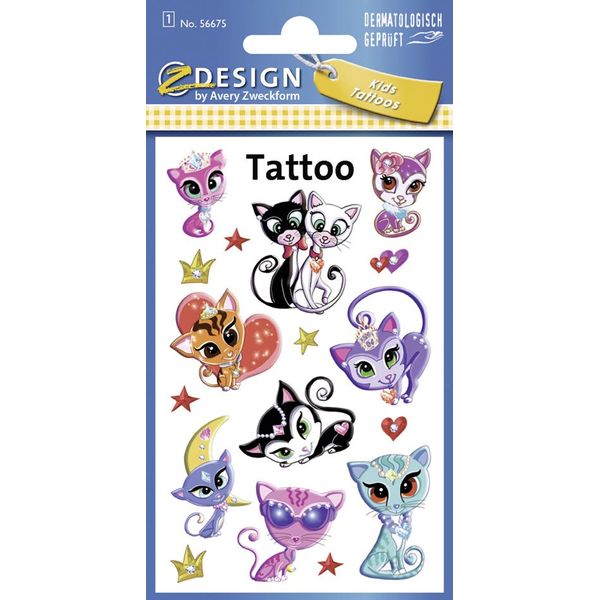Avery Zweckform 56675 Zdesign Kids Tatuaggi Per Bambini "Gatti"", Colorati"-image