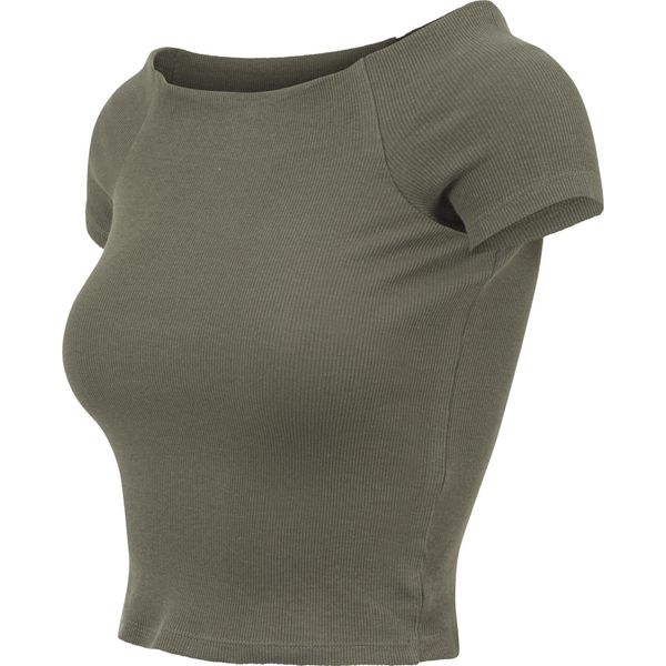 Urban Classics Camicia Femminile Donna Off Shoulder Rib Tee Olive-Xl-image