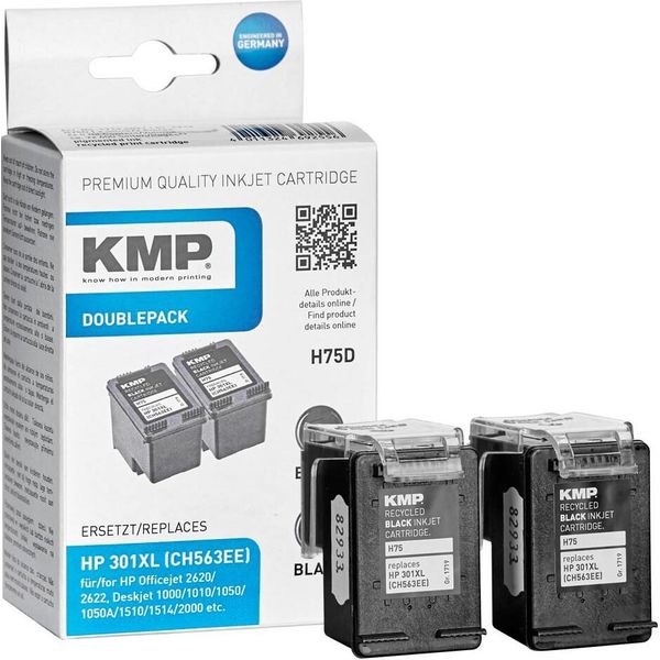 Kmp Doublepack H75D - Confezione Da 2 - 8 Ml - Xl - Nero - Compatibile - Cartuccia D'inchiostro (Alternativo A: Hp 301XL, Hp CH563EE)-image