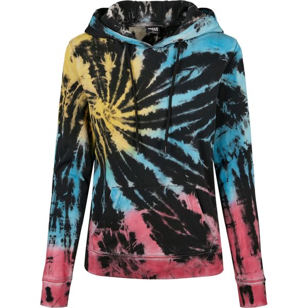 Urban Classics - Felpa Con Cappuccio Tie Dye Da Donna, Nero - 4XL-image