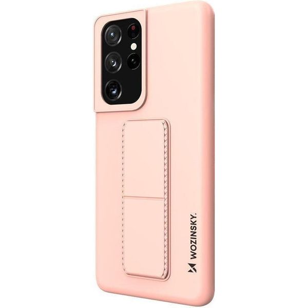 Wozinsky Custodia Kickstand Custodia In Silicone Con Supporto Samsung Galaxy S21 Ultra 5G Rosa-image