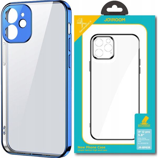 Joyroom Nuova Serie Bellezza Custodia Trasparente Ultra Sottile Con Cornice Metallica Per Iphone 12 Pro Max Blu Scuro (Jr-Bp744)-image