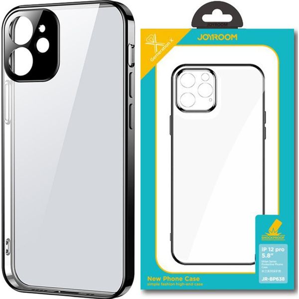 Joyroom Nuova Serie Bellezza Custodia Trasparente Ultra Sottile Con Cornice Metallica Per Iphone 12 Pro Max Nero (Jr-Bp744)-image