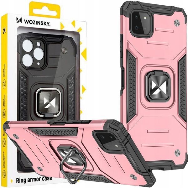 Wozinsky Anello Armatura Custodia Ibrida Blindata + Supporto Magnetico Samsung Galaxy A22 4G Rosa-image