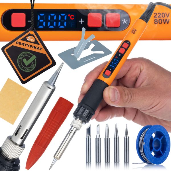 Rosfix Orange Mastiff Electric S – Stazione Di Saldatura 80W Con Display Lcd | Controllo Della Temperatura 180-500 °C-image