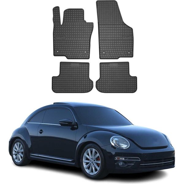 2011-2019 Vw Maggiolino Tappetini In Gomma Nera 4 Pz-image