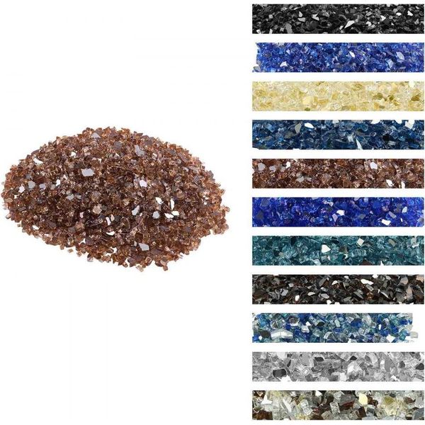 Vetro Per Caminetto 4,5Kg Decorazione - Rocce Di Vetro 6,35Mm - Pietre Di Vetro Per Caminetto Color Rame-image