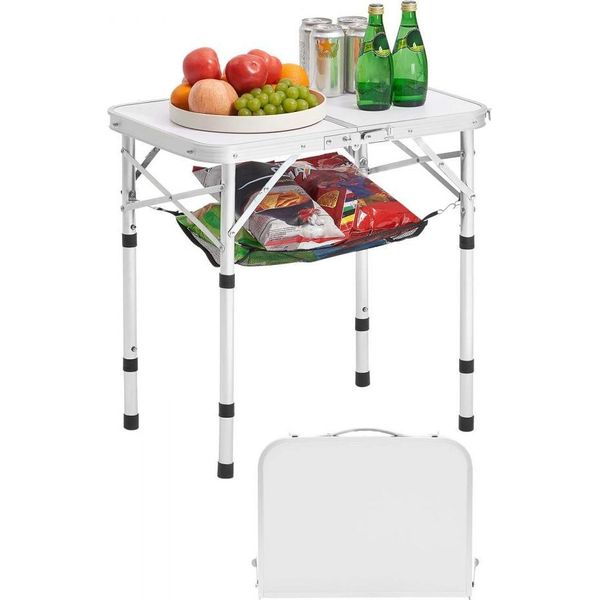 Tavolo Pieghevole Portatile Da 60 Cm - Tavolo Da Picnic In Argento - Tavolo Da Buffet In Mdf - Versatile Tavolo Da Esterno-image