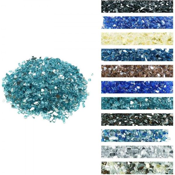 Vetro Da Fuoco 9Kg - Pietre Di Vetro 12,7Mm - Vetro Per Caminetto - Pietre Decorative Blu Acqua - Pietre Di Vetro Per La Decorazione Del Caminetto-image