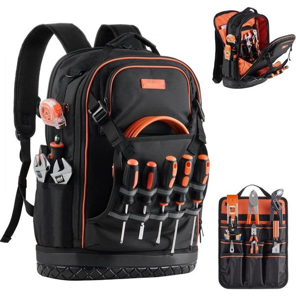 Robusto Zaino Porta Attrezzi Con 65 Tasche - Ideale Per Gli Elettricisti - Borsa Porta Attrezzi Resistente Agli Strappi-image
