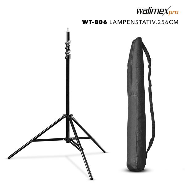 Walimex Per WT-806 Treppiede Per Lampade 256 Cm Con Smorzamento A Molla Nero-image