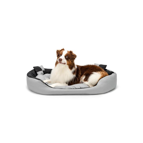 Lettino Per Cani Lionto, Elegante Cesto Per Cani 4 In 1, Idrorepellente, Antigraffio E Di Facile Manutenzione, 110X80 Cm, Grigio/Nero-image