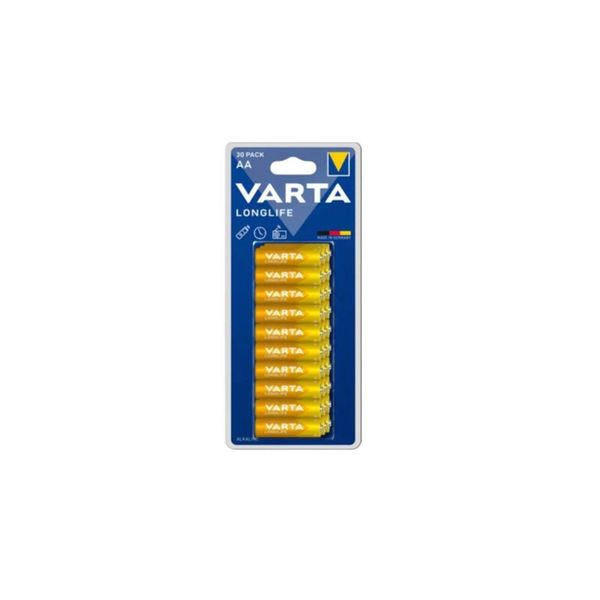Batteria Alcalina Aa Varta Longlife LR06, Pacco Da 30-image