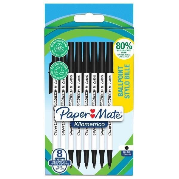Paper:Mate 2187678 Paper:Mate Kilometrico Biro, Nero, Blister Di 8 Pezzi-image