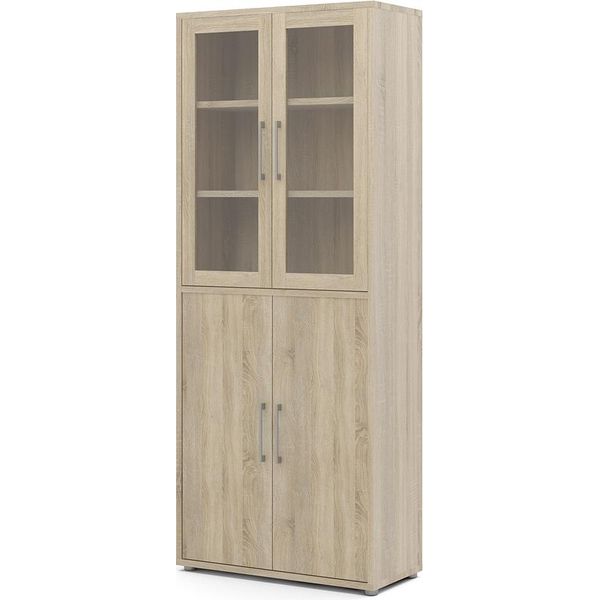 Mobile Da Ufficio Prisme Con 2 Ante In Vetro E 2 Ante In Legno Decoro Rovere-image