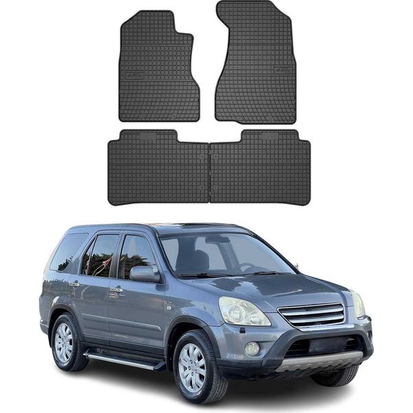 2002-2006 Honda Crv Tappetini In Gomma Nero 4 Pz-image