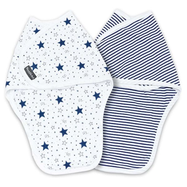 Bellochi Swaddle Mimi Pucksack Baby 0-3 Mesi - 2 Set Asciugamano Pucker Baby 0-3 Mesi - Morbido E Delicato 100% Cotone - Blue Mimi-image