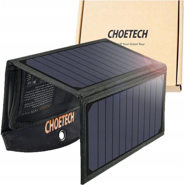 Choetech Sc001 Caricatore Solare Pieghevole 19W 2X Usb-A - Nero-image