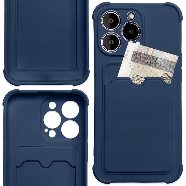 Carta Custodia Armor Case Per Xiaomi Redmi 10X 4G / Xiaomi Redmi Note 9 Carta Portafoglio Silicone Armor Case Air Bag Navy Blue-image