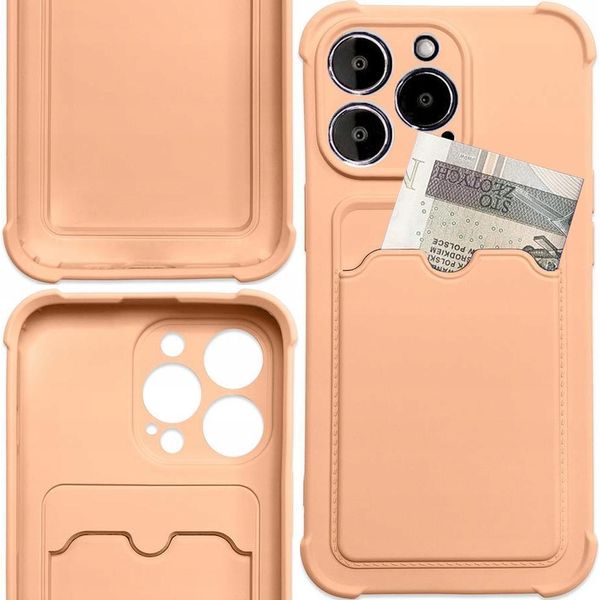 Carta Custodia Armor Case Per Xiaomi Redmi 10X 4G / Xiaomi Redmi Note 9 Carta Portafoglio Silicone Armor Case Air Bag Rosa-image