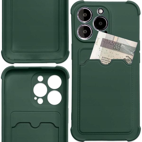 Carta Armatura Custodia Per Xiaomi Redmi 10X 4G / Xiaomi Redmi Note 9 Carta Portafoglio Silicone Armatura Air Bag Verde-image