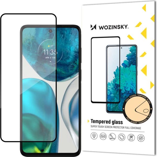 Wozinsky Super Durable Full Glue Vetro Temperato Con Telaio Amichevole Motorola Moto G52 Nero-image