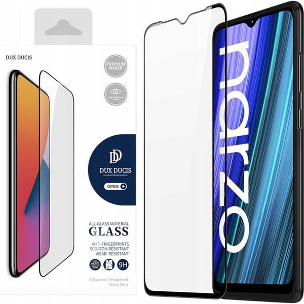 Dux Ducis 9D Vetro Temperato 9H Per L'intero Schermo Con Realme Narzo 50A Frame Black (Case Friendly)-image