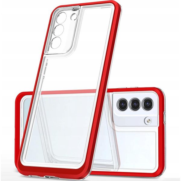 Custodia Clear 3In1 Per Samsung Galaxy S21+ 5G (S21 Plus 5G) Gel Cover Con Cornice Rossa-image
