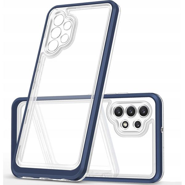 Custodia Clear 3In1 Per Samsung Galaxy A32 5G Gel Cover Con Cornice Blu-image