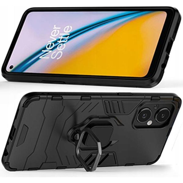 Anello Armatura Custodia Ibrida Blindata + Supporto Magnetico Oneplus Nord N20 5G Nero-image