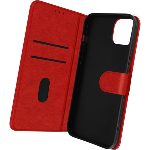 Custodia In Pelle Finta Con Funzione Stand Per Apple Iphone 14 - Rosso-image