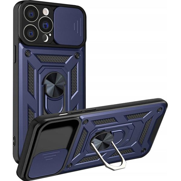 Custodia Blindata Hybrid Armor Camshield Iphone 13 Pro Max Con Copertura Della Fotocamera Blu-image