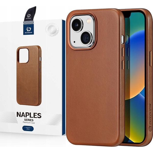 Dux Ducis Napoli Custodia Per Iphone 14 Plus Cover Magnetica In Pelle Magsafe Brown-image