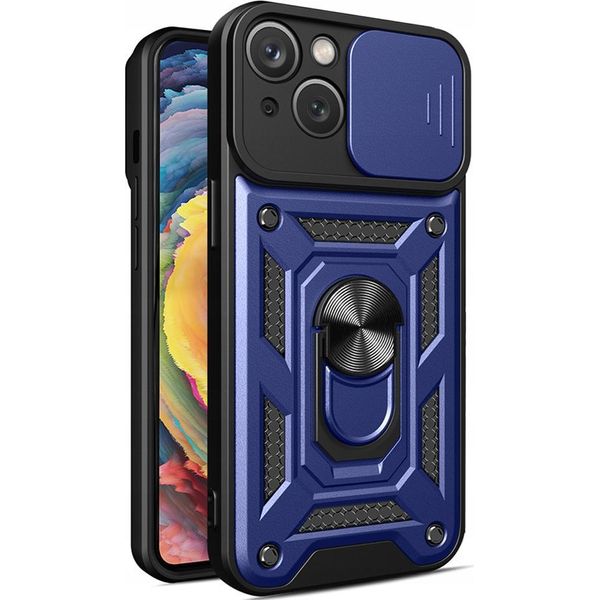 Custodia Blindata Con Supporto E Copertura Della Fotocamera Per Iphone 15 Plus Hybrid Armor Camshield - Blu-image